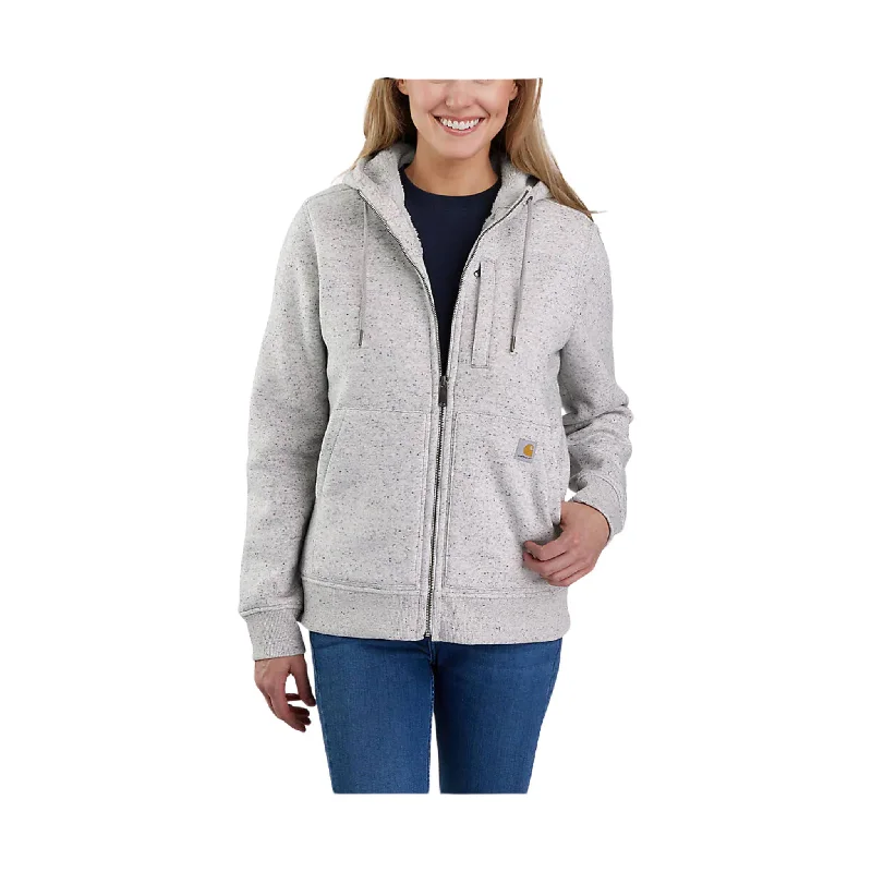 Carhart Women's Relaxed Fit Midweight Sherpa Lined Full Zip Sweatshirt - Asphalt Heather NepEmbellished Sweatshirts