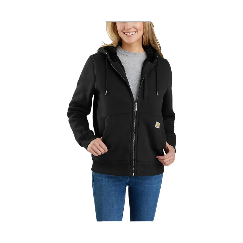 Carhart Women's Relaxed Fit Midweight Sherpa Lined Full Zip Sweatshirt - BlackKangaroo Pocket Sweatshirts