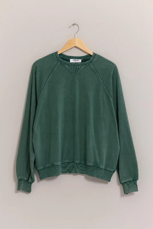 Comfy Green Mineral Wash Sweatshirt | Boutique Elise | GaleFleece Sweatshirts