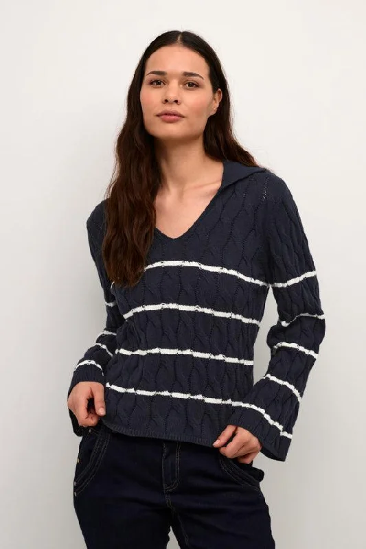 PulloverwaterproofCream Women's Pano Knit Pullover - Blue/white