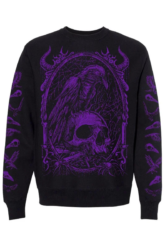 Death Raven Sweatshirt w/ Crow Sleeves [PURPLE]Outdoor Sweatshirts