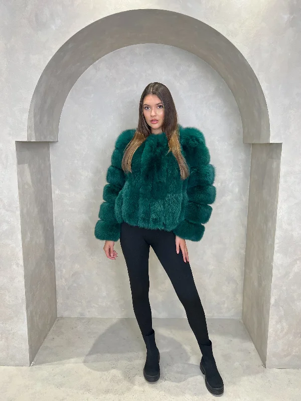 Emerald Luxury Fur Vertical Pelt CoatPunk Jackets