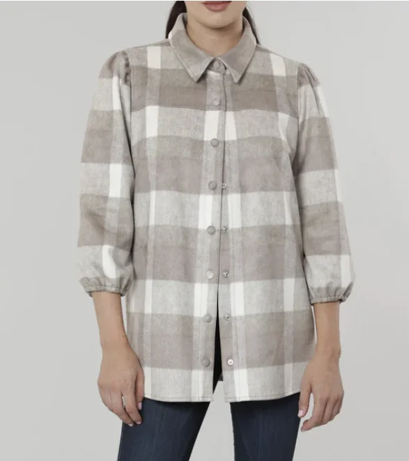 Faux Leather Plaid Snap ShirtCotton Shirts