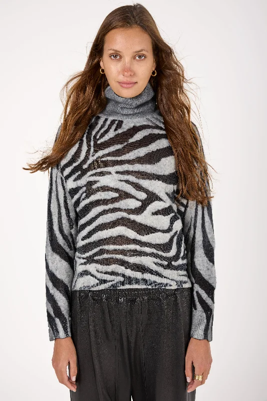 PullovermoveHand Painted Zebra Devore Effect Pullover in Husky