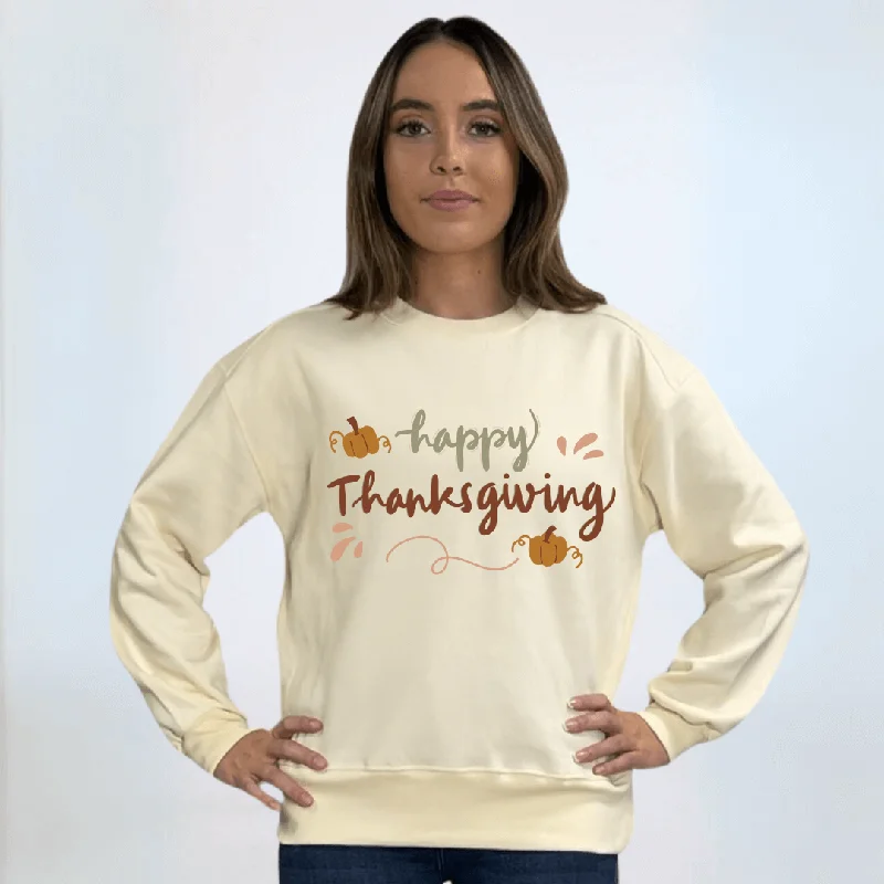 Happy Thanksgiving Sweatshirt Made in USAColorblock Hoodies