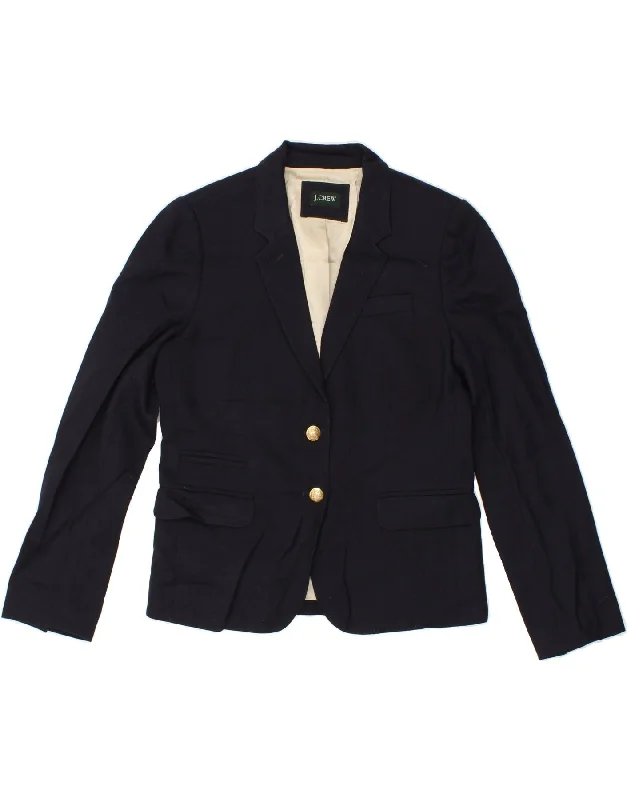 J. CREW Womens 2 Button Blazer Jacket UK 12 Medium Navy BlueTravel Jackets