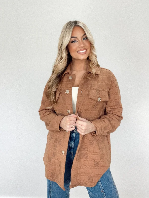 Mocha Textured Knit JacketStudded Jackets