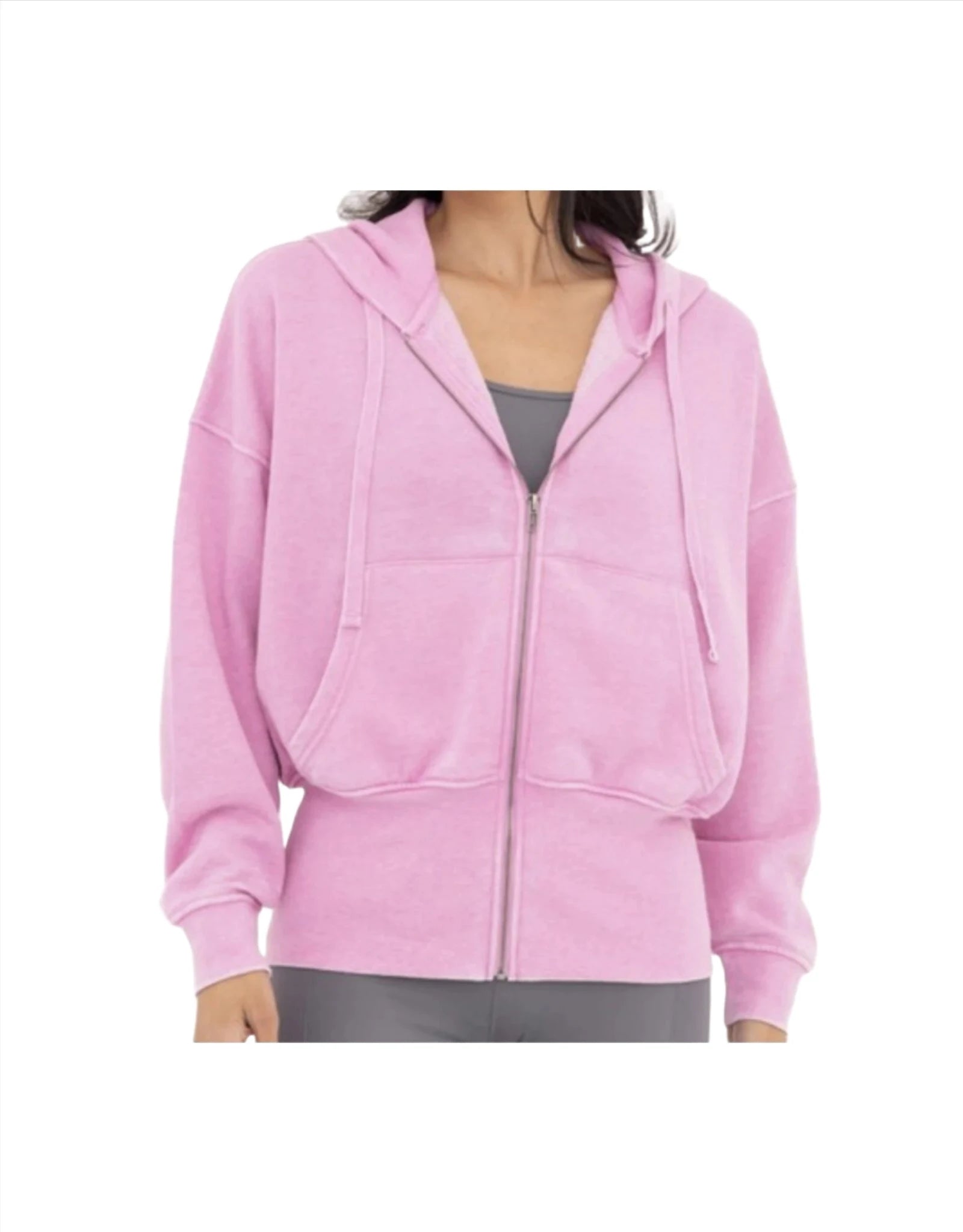 Mono B Fleece Hoodie Jacket KJ11571 FuschiaRuffled Jackets