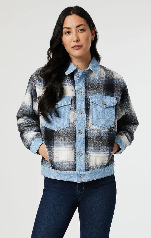 NELLIE JACKET IN GREY PLAIDPocketed Jackets