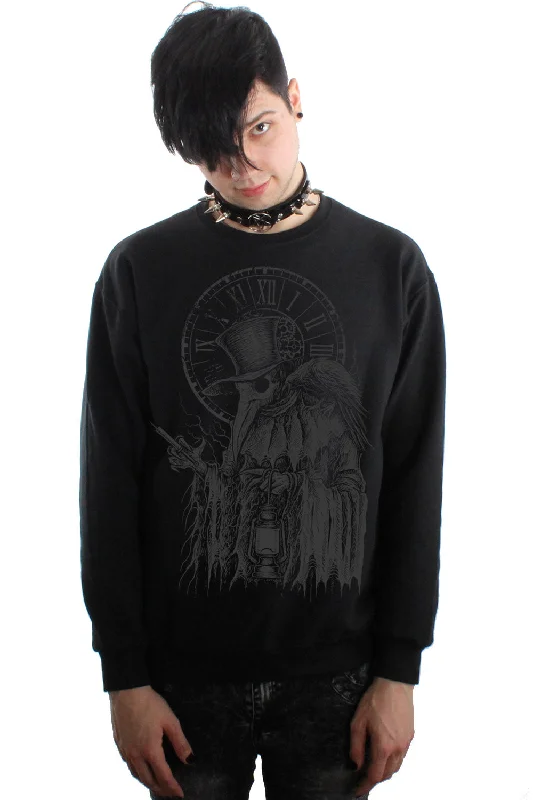 Plague Doctor Sweatshirt [GREY ASHES]Ribbed Cuff Hoodies