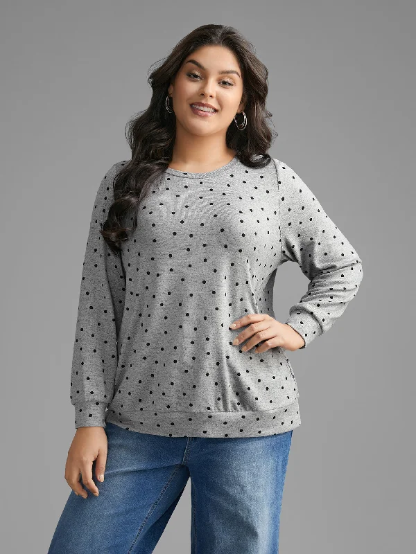 Polka Dot Heather Slightly Stretchy SweatshirtMetallic Hoodies