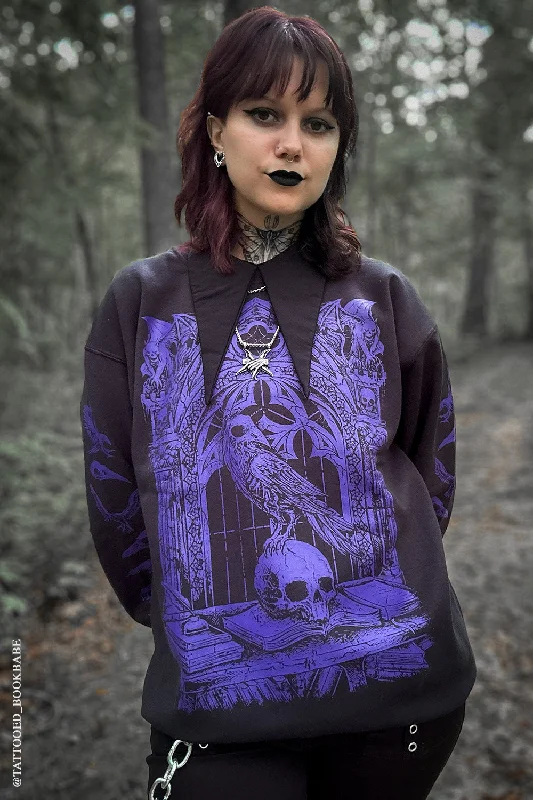 Quoth the Raven Sweatshirt [PURPLE]Leather-Paneled Sweatshirts