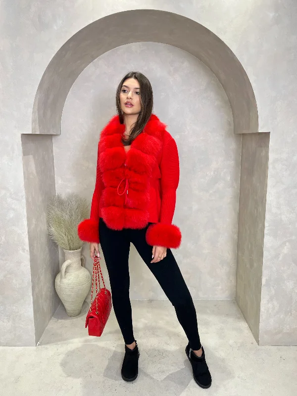 Red Luxury Fur CardiganWindbreakers