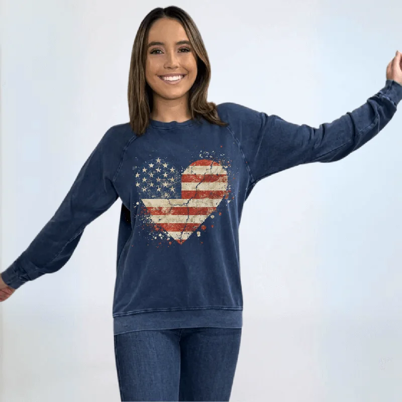 Distressed American Flag Graphic Sweatshirt Made in USAPlush Hoodies