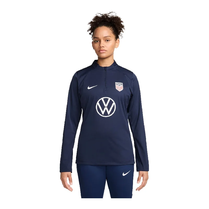 Women's Nike USA VW Strike Quarter Zip Drill Navy TopFaux Leather Jackets