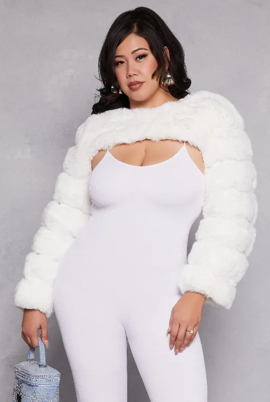 Plus Size Faux Fur Pullover Bolero JacketSummer Jackets