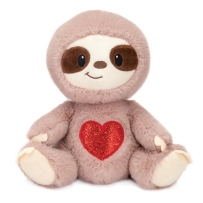 9.5" Sloth with Glitter Heart on Chest Stuffed Plush