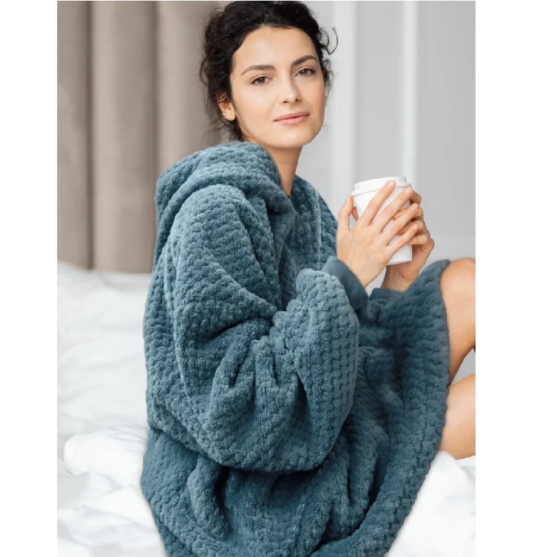 Blue Darling Dot Cozy Oversized Sherpa Blanket Pullover