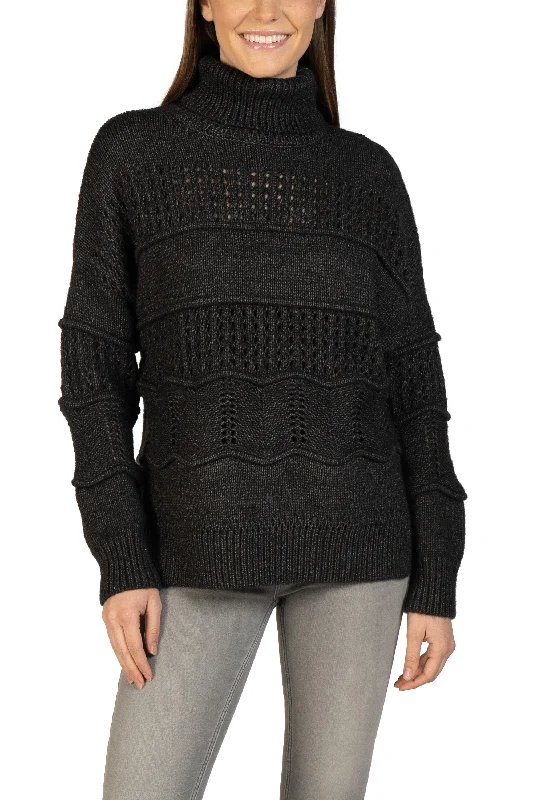 PulloverhoodCable Knit Turtleneck Pullover