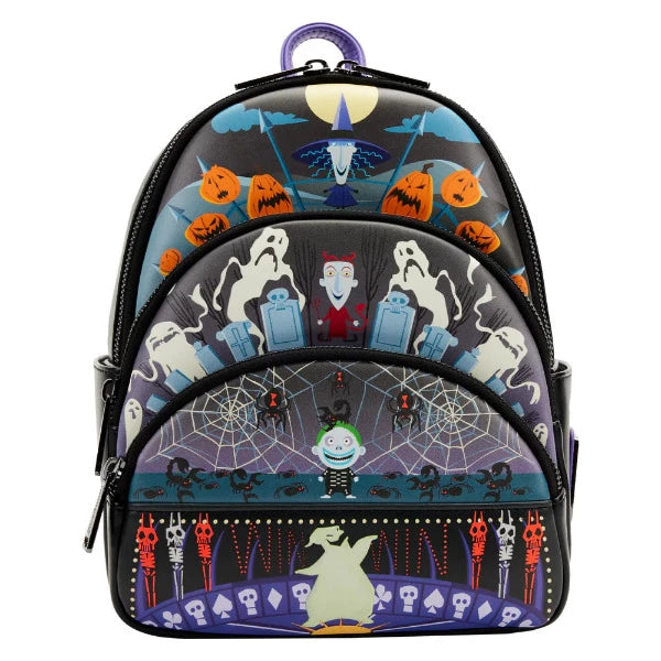 Disney Loungefly Nightmare Before Christmas Triple Pocket Lock Shock Barrel Oogie Boogie Mini Backpack