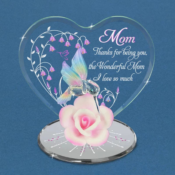 Glass Baron "Wonderful Mom" Hummingbird Figurine