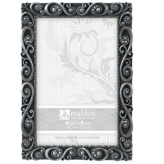 Malden Morgan Pewter Metal 4"x6" Photo Frame