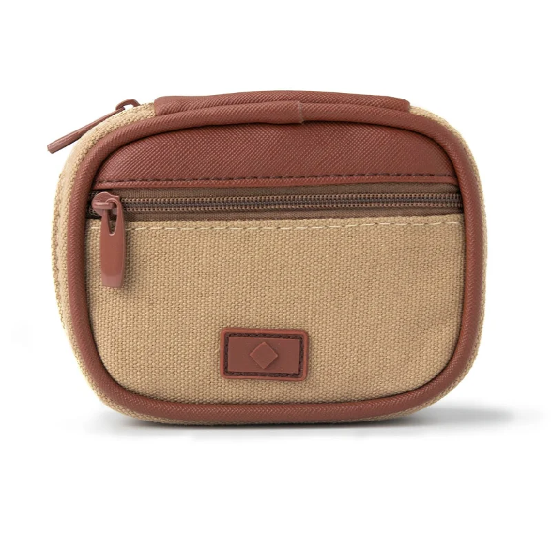 Men's Pill & Vitamin Case Tan with Brown Trim