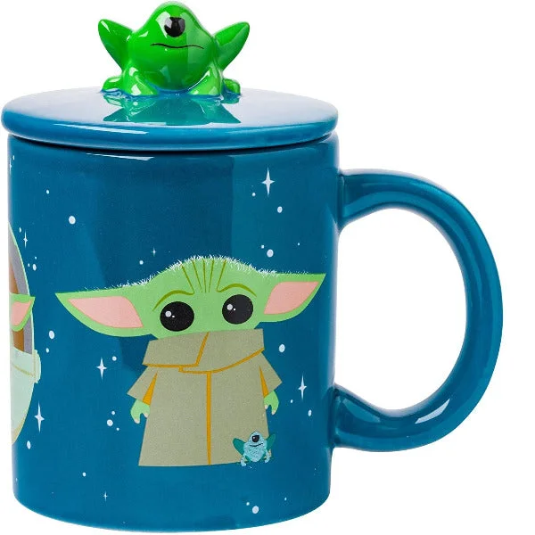 Star Wars Mandalorian the Child Bab Yoda Grogu 18 oz Ceramic Mug with Sculpted Lid