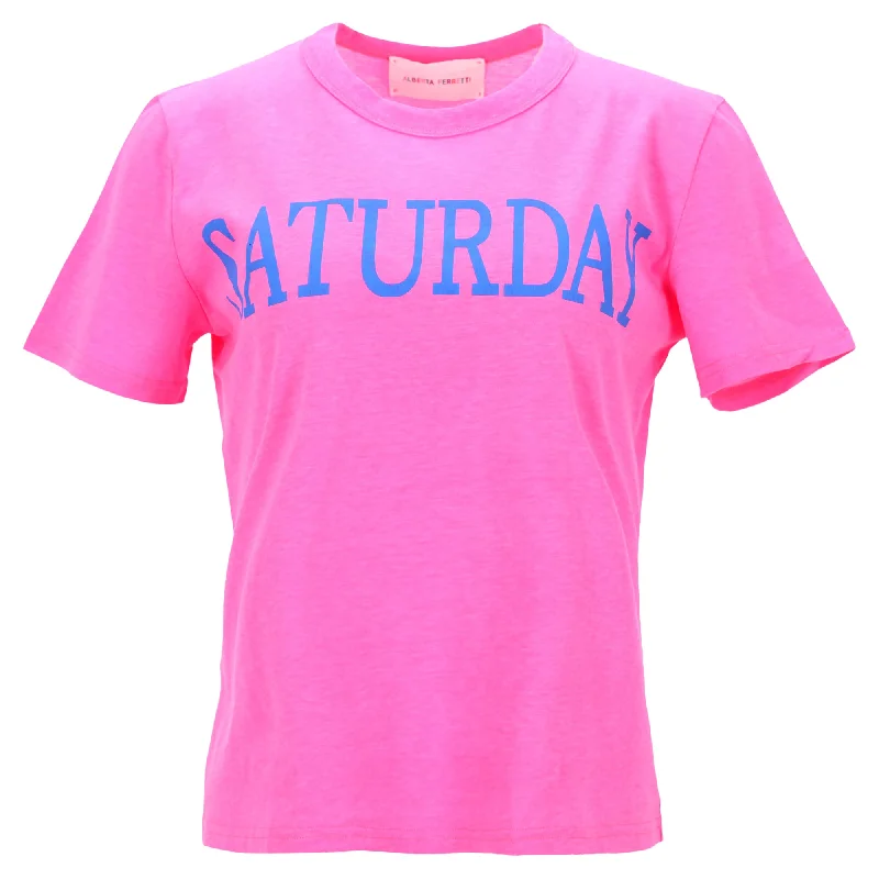 Printed T-ShirtsAlberta Ferretti Saturday T-Shirt in Pink Cotton