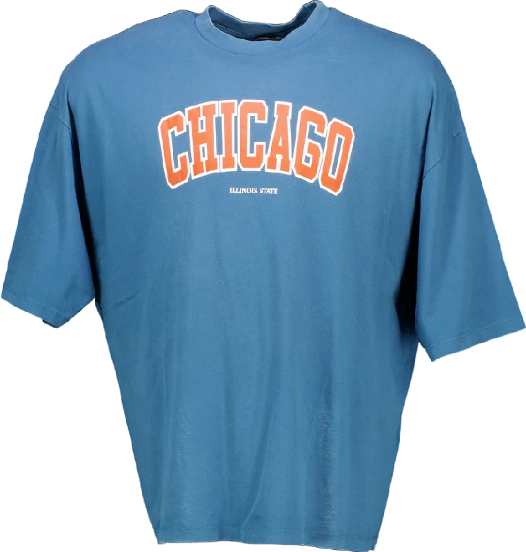 Waterproof T-ShirtsASOS Blue Chicago Print T-Shirt UK L