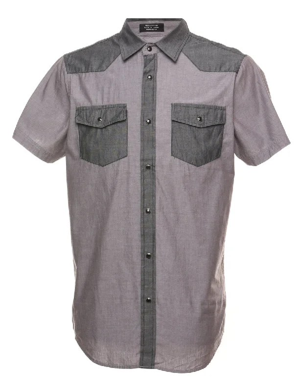 Vintage T-ShirtsGrey Short Sleeve Western Shirt - M