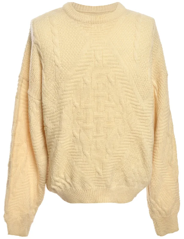 Logo T-ShirtsHand Knitted Cream Jumper - M