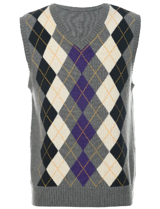 Zippered T-ShirtsHarlequin Pattern Vest - L