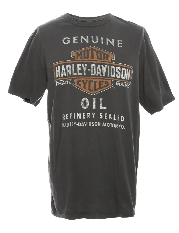 Metallic T-ShirtsHarley Davidson Printed Grey T-shirt - L