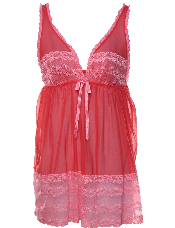 Slim Fit T-ShirtsHot Pink & Red Contrast Babydoll - L