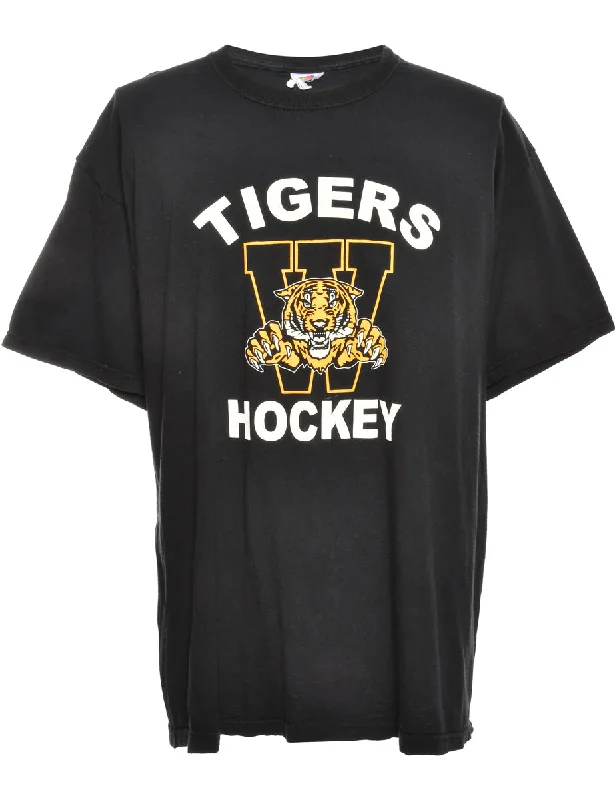 Minimalist T-ShirtsIce Hockey Tigers Black Sports T-shirt - L