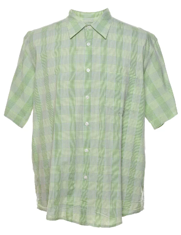 Collaborative T-ShirtsIzod Light Green Checked Shirt - L