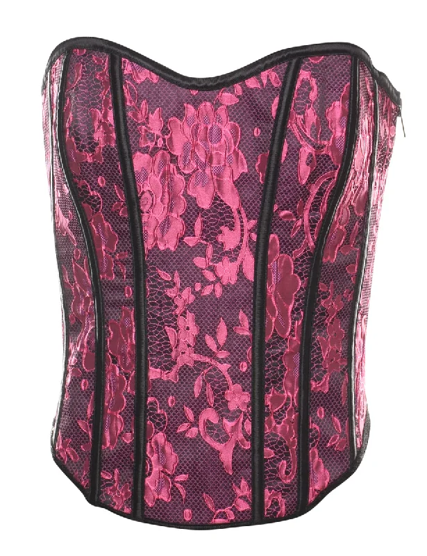 Studded T-ShirtsJacquard Pattern & Lace Pink Classic Corset - M