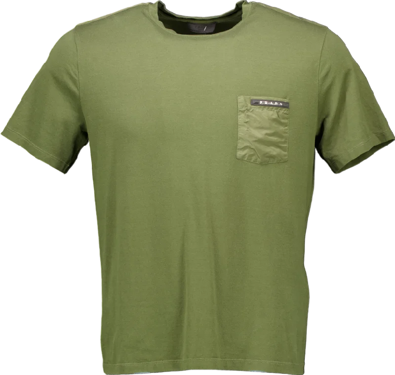 Silk T-ShirtsPrada Green Pocket T-Shirt UK XL