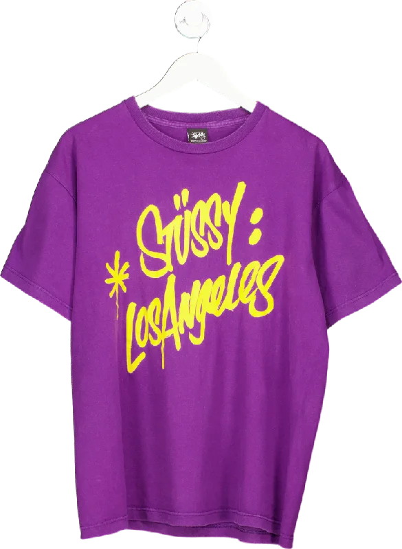 Festival T-ShirtsStussy Purple Los Angeles T-Shirt UK L