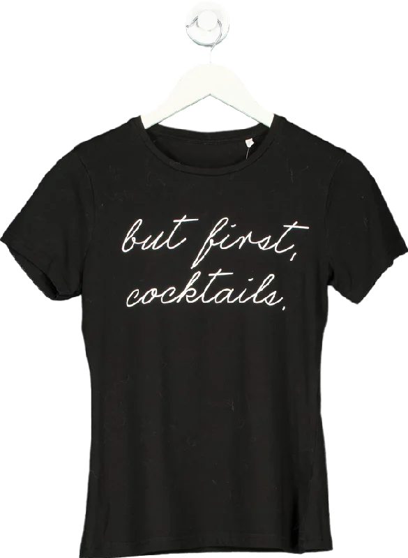 Glitter T-ShirtsBlack 'But First, Cocktails' T-Shirt M