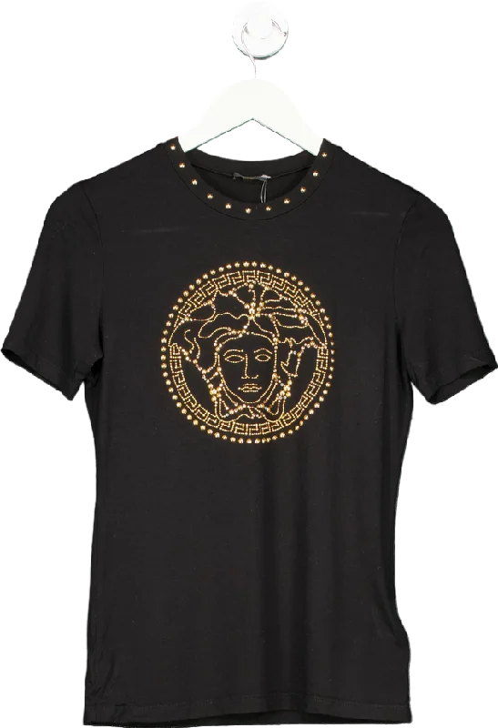 Beaded T-ShirtsVersace Black Medusa Studded T-Shirt UK 6