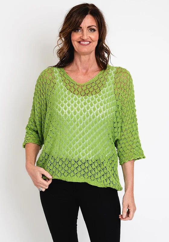 PullovercutThe Serafina Collection One Size Crochet Pullover, Green