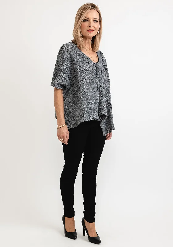 PulloverplaidNaya Woven Knit V Neck Pullover, Grey