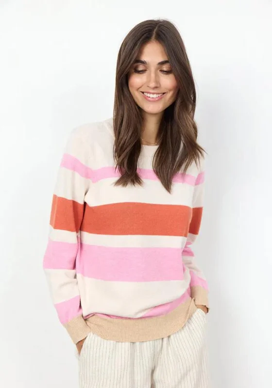 PullovermoveSoyaconcept Kanita Stipe Pullover sweater, Light Pink