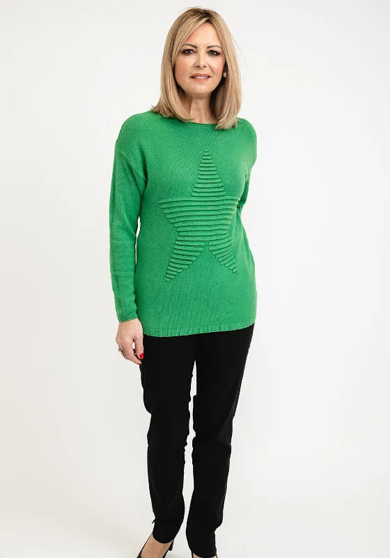 PulloverhoodSeventy1 One Size Star Ribbed Star Knit Pullover, Apple Green