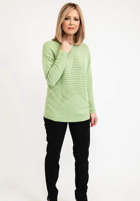 PulloverfleeceSeventy1 One Size Star Ribbed Star Knit Pullover, Light Green