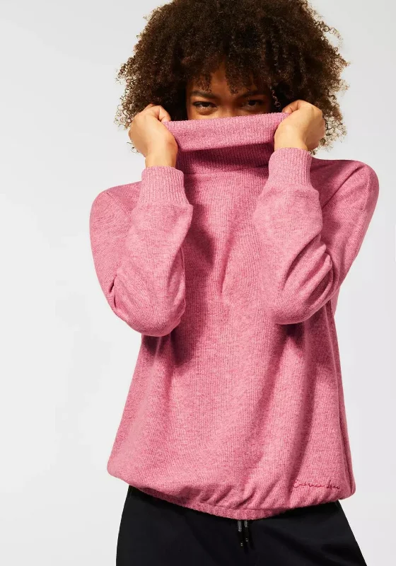 PullovervneckStreet One Turtleneck Elasticated Hem Pullover, Raspberry Melange