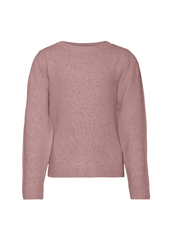 PulloverribbedVero Moda Girl Doffy Long Sleeve Pullover, Woodrose