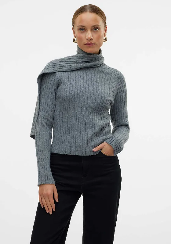 PullovermetallicVero Moda Zoey Wrap Neck Pullover, Grey